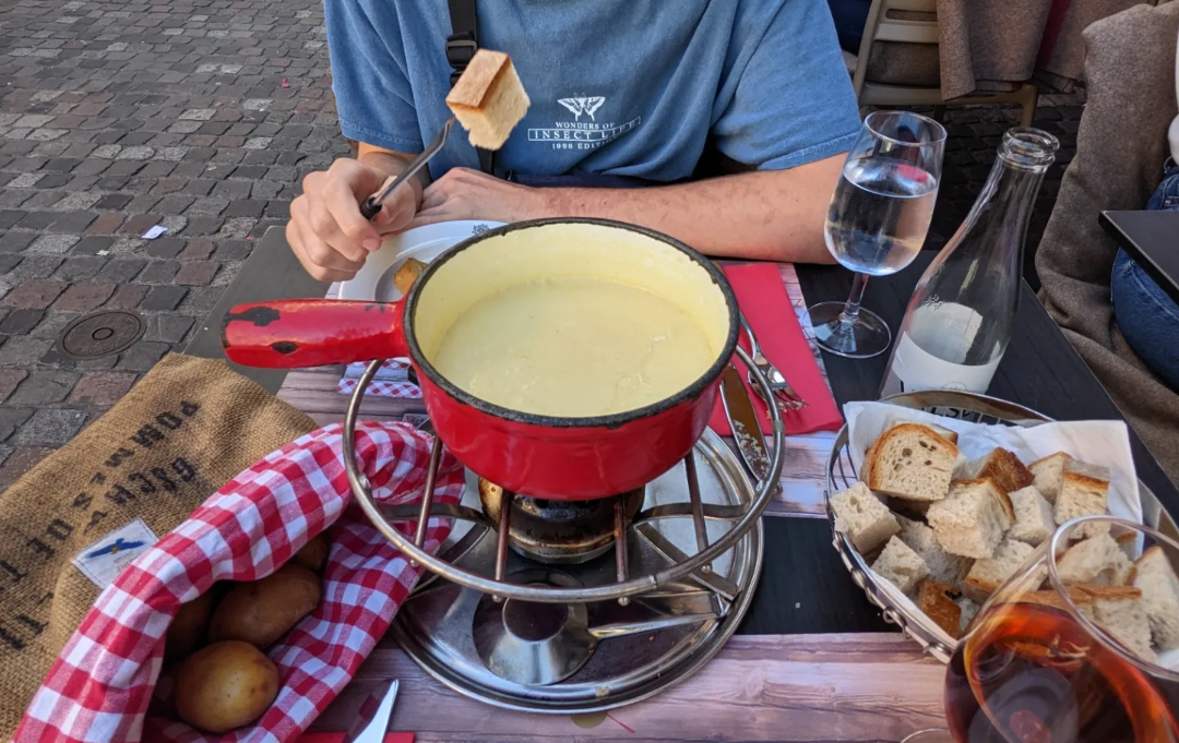 We had to try cheese fondue in Zurich, Switzerland. It was very pricey, but worth it!